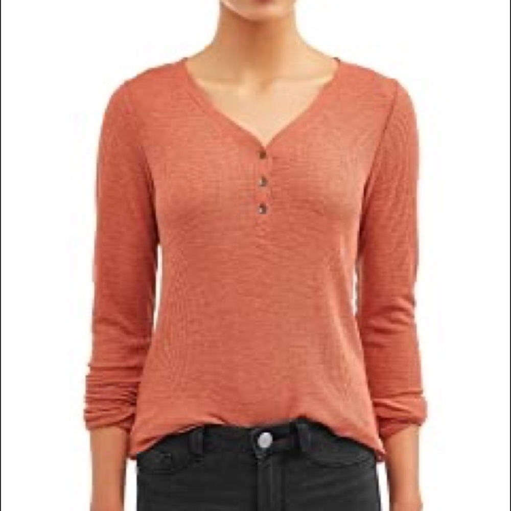 NWOT red waffle knit long sleeve
